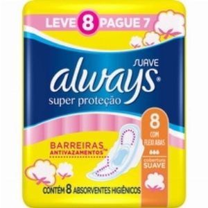 Absorvente ALWAYS Barreira Cobertura Suave com Abas 8 unidades Amarelo