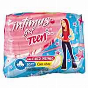 Absorvente INTIMUS Gel Teen Fluxo Intenso Cobertura Suave com Abas com 8 Unidades