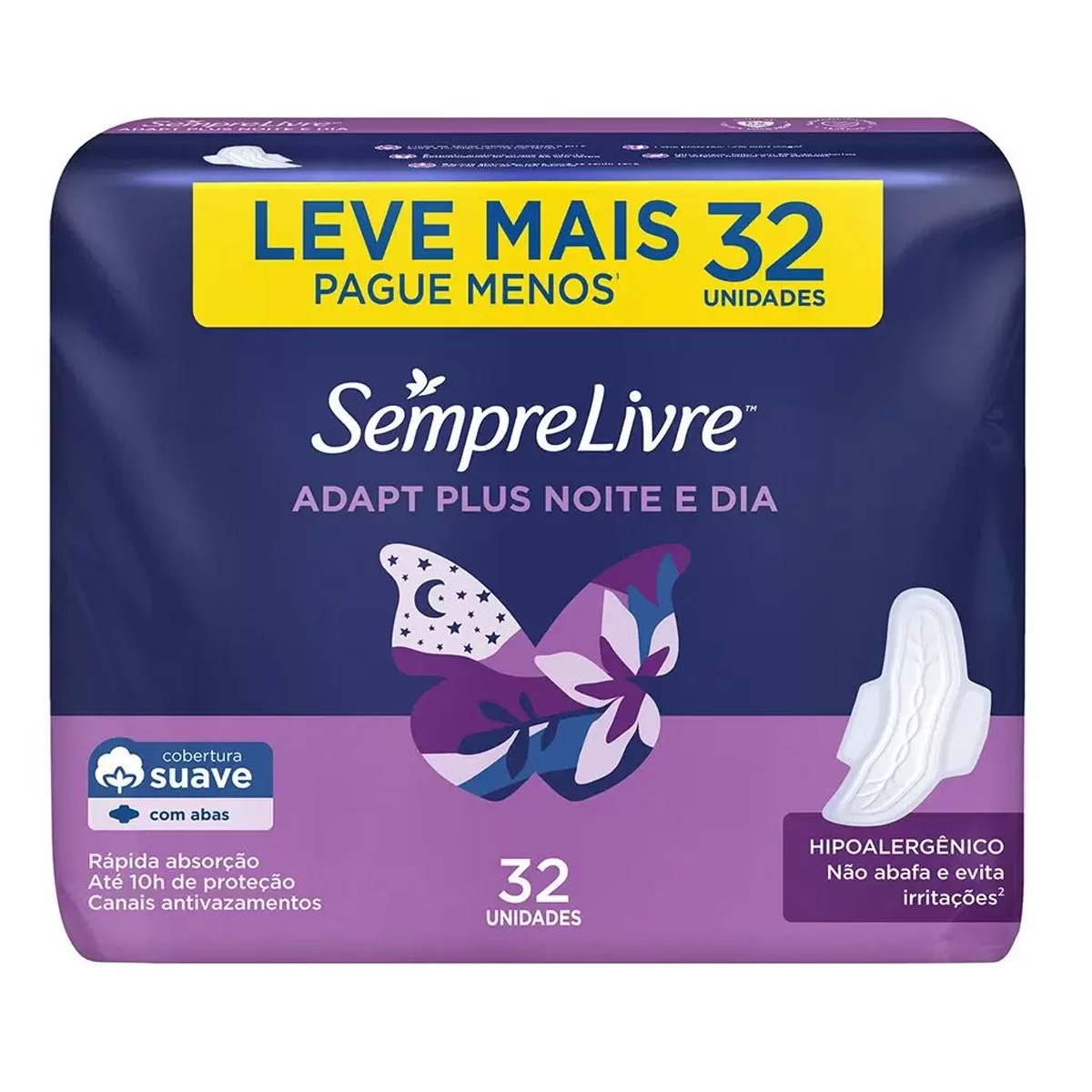 Absorvente SEMPRE LIVRE Noite e Dia com Abas Suave 32und