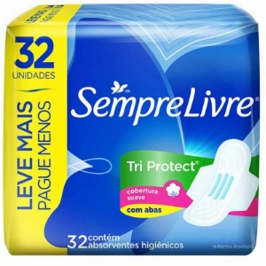 Absorvente SEMPRE LIVRE Tri Protect Suave Normal com Abas 32und