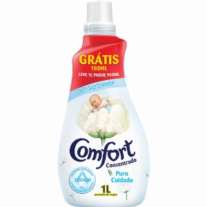 Amaciante Comfort Concentrado Puro Cuidado Leve 1L Pague 900ml