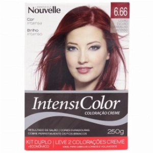 Coloração Creme Nouvelle Intensicolor Kit 6.66 Louro Escuro Vermelho Intenso