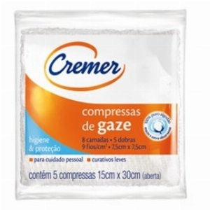 Compressas de Gaze Cremer 15x30 Cm Com 5 Unidades