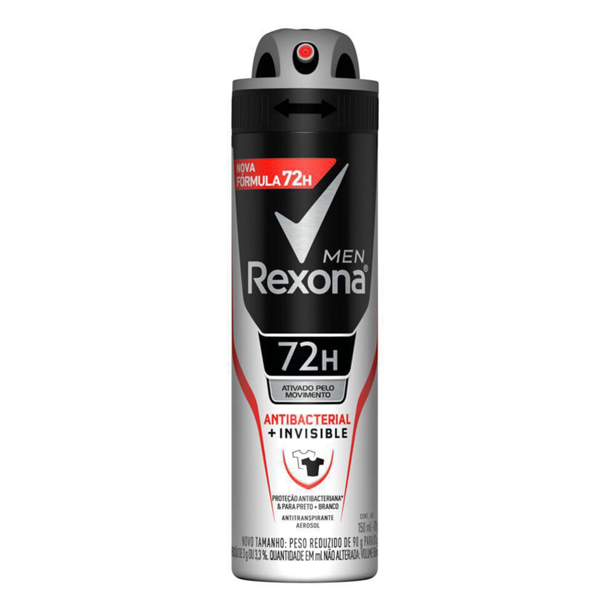 Desodorante Aerosol Masculino REXONA Antibacterial + Invisible 150ml