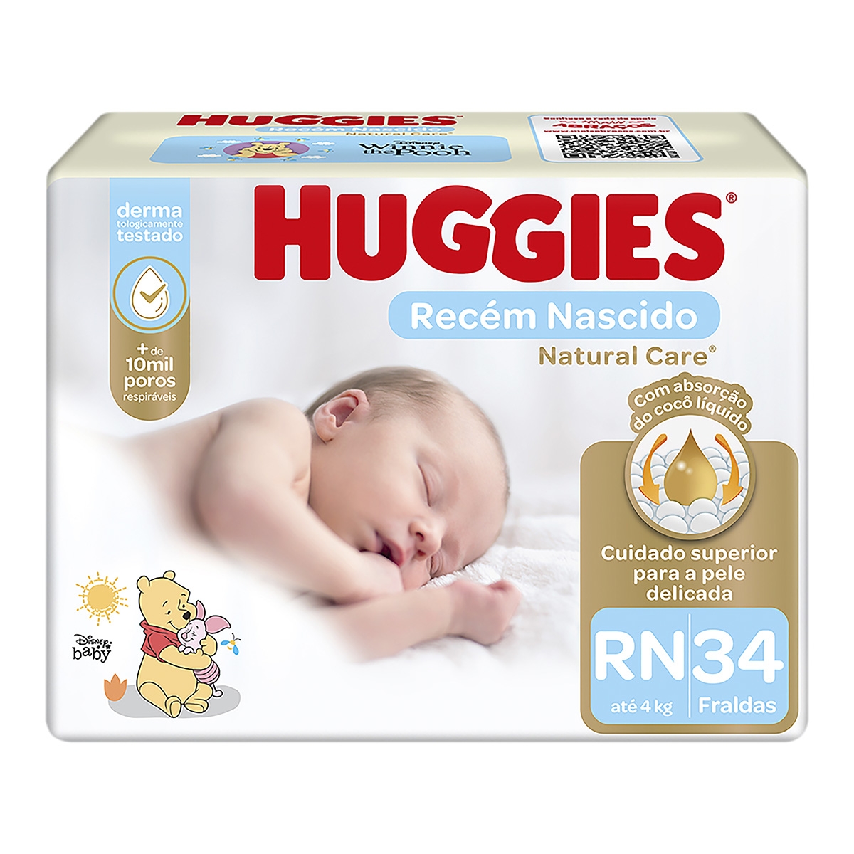 Fralda HUGGIES Natural Care RN 34 Unidades