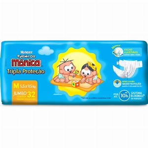 Fraldas Descartáveis Huggies Turma da Mônica Tripla Proteção Jumbo M 32 unidades