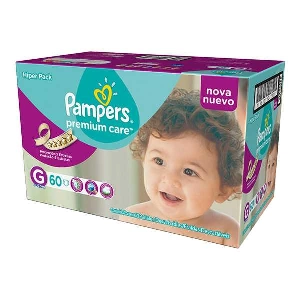 Fraldas Descartáveis PAMPERS Premium Care Hiper Tamanho G 60 Unidades