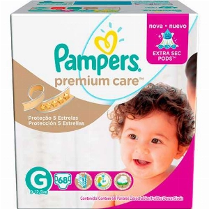 Fraldas Descartáveis Pampers Premium Care Jumbo G 68 Unidades