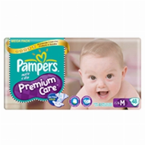 Fraldas Descartáveis Pampers Premium Care Mega Tamanho M 48 Unidades