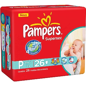 Fraldas Descartáveis PAMPERS Supersec Econômico P 26 Unidades