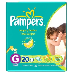 Fraldas Descartáveis PAMPERS Total Confort G 20 Unidades