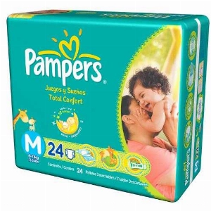 Fraldas Descartáveis PAMPERS Total Confort M 24 Unidades