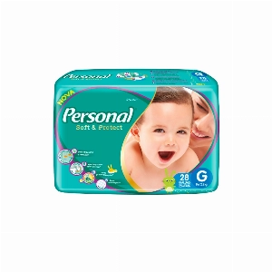 Fraldas Descartáveis PERSONAL Soft e Protect (G) Pacote com 28 Unid