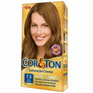 Kit Cor e Ton Coloracão Creme 7.3 Louro Dourado