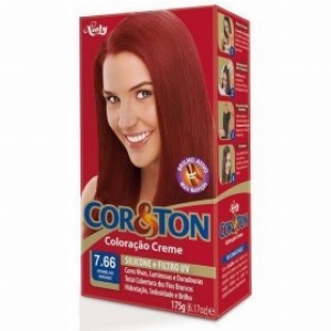 Kit Cor e Ton Coloracão Creme 7.66 Vermelho Intenso