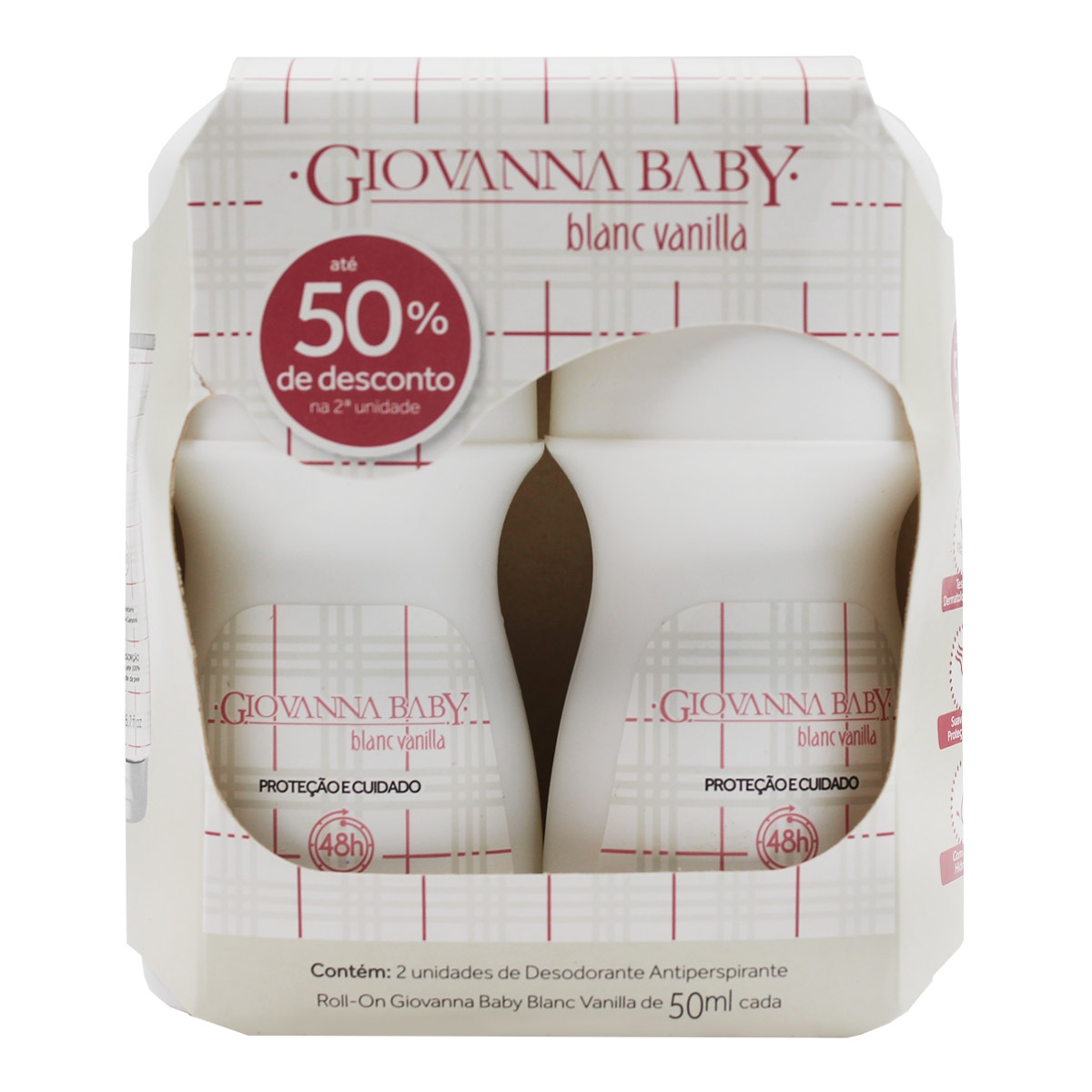 Kit Desodorante Antitranspirante Roll-On Blanc Vanilla Com 2 Unidades 50Ml Giovanna Baby