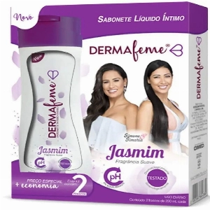 Kit Sabonete Líquido Íntimo Dermafeme Jasmim Com 2 Unidades 200Ml Cada
