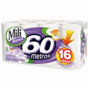 Papel Higiênico Milli Bianco Perfumado 60m Folha Simples Leve 16 Rolos 15 Rolos