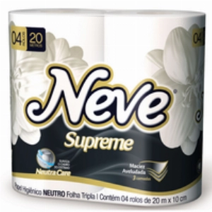 Papel Higiênico NEVE 4 Rolos Folha Tripla Supreme 20m