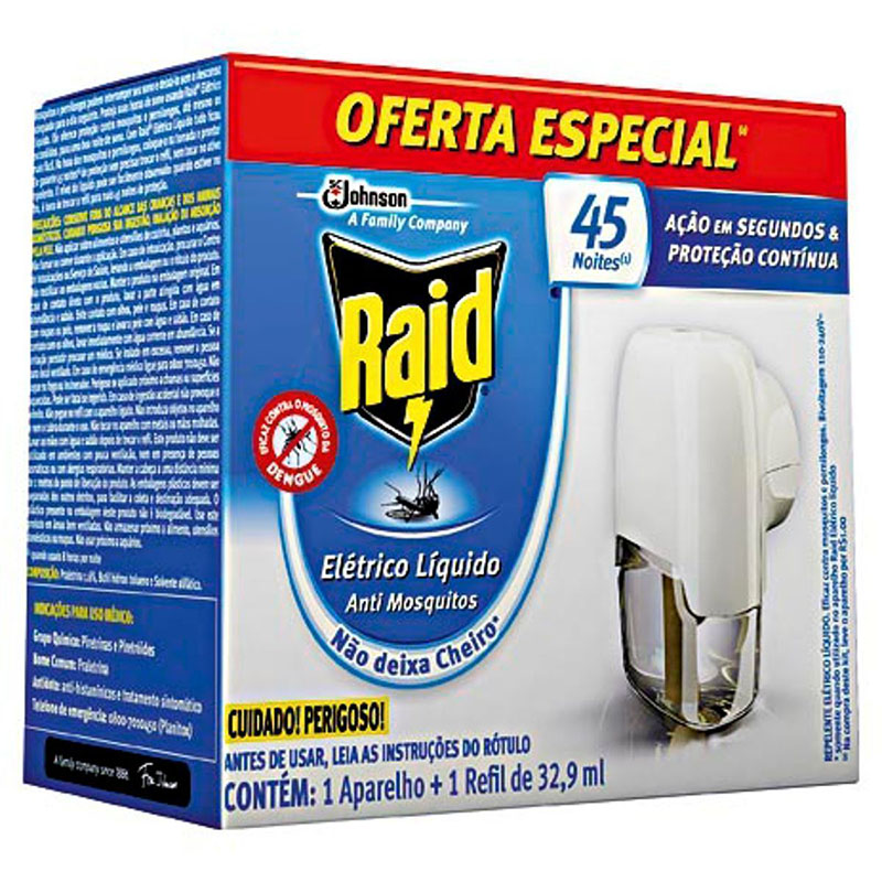 Raid Elétrico Líquido Refil 32,9ml Grátis 01 Aparelho