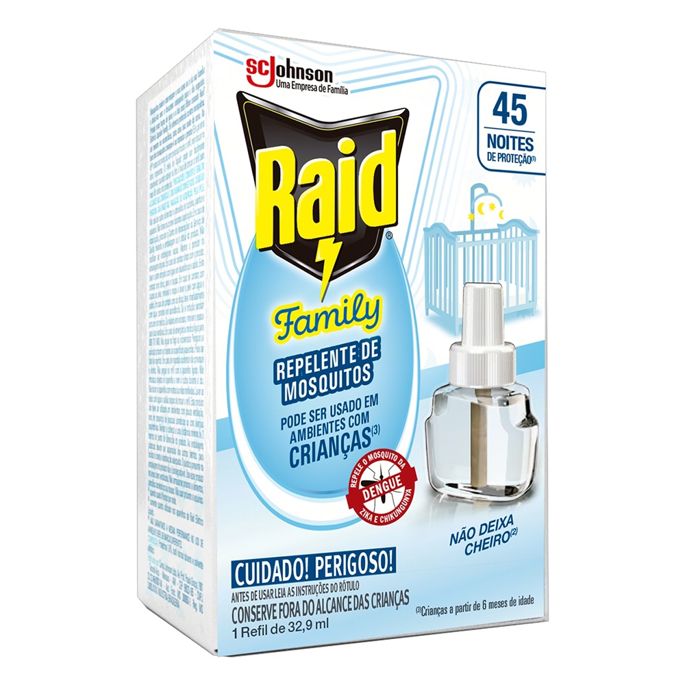 Repelente Raid Family 45 Noites Líquido Refil 32,9Ml