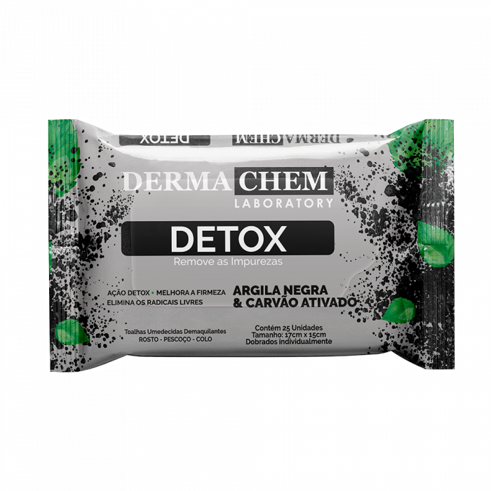 TOALHAS UM DEMAQUILANTE DETOX DERMACHEM COM 25 UNIDADES