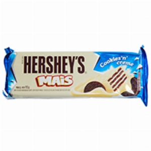 Wafer Recheado Sabor Baunilha Coberto com Chocolate Branco HERSHEYS Mais Cookies Caixa 115g